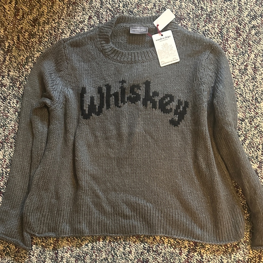 Wooden Ships Gray Whiskey Sweater Size S/M